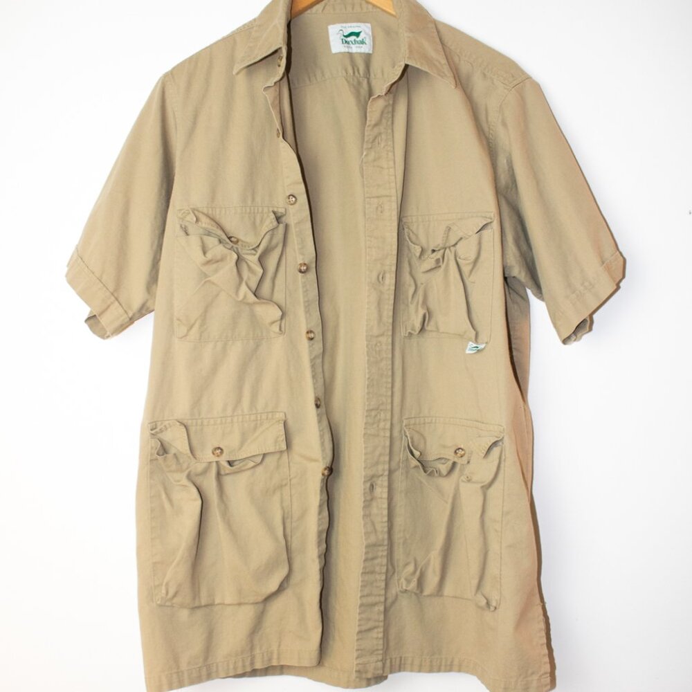 DUXBAK Cargo, Button-up shirt, Tan, Large